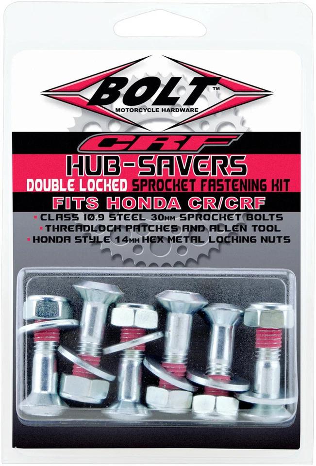 KIT DE PARAFUSO DE FIXAÇÃO DE RODA DENTADA TRASEIRA ESTILO HONDA COM PORCAS DE BLOQUEIO FUGI CRF/CR - Imagem 1 de 1