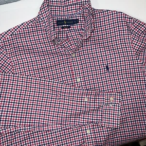 Ralph Lauren Etiqueta Azul Rosa Cuadros Abotonada Talla Grande Sin Planchar, Camisa de Trabajo - Imagen 1 de 8