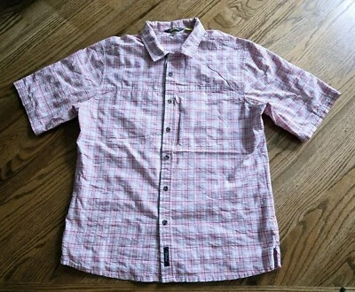 Cabela's Cool Max Button Down Shirt Top Short Sleeve Men's Size M Red/White #15 - Image 1 of 4