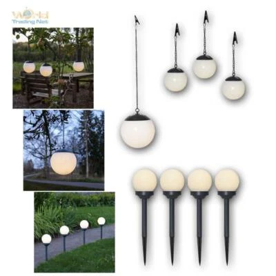 LED Solar-Kugeln GLOBUS Aufhänger & Gartenstecker, Garten Deko-ration warmweiß - Bild 1 von 4