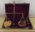Miniature weighing scales vintage brass in original box rare and collectable 