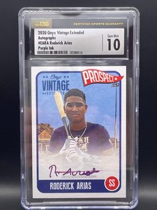 2020 Onyx Vintage Extended RODERICK ARIAS Purple AUTO /10 CSG 10 Gem Mint