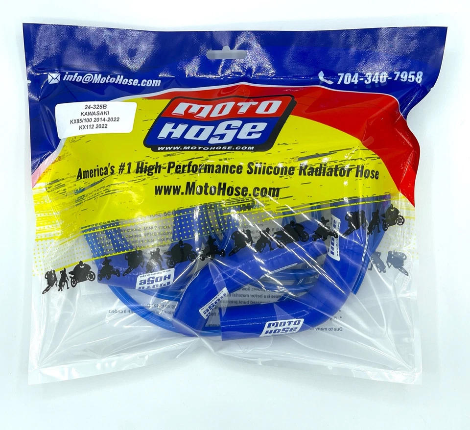 KAWASAKI KX85 KX100 KX112 2014-2024 Premium Silicone Radiator Hose BLUE 24-325B — 第 1/2 张图片