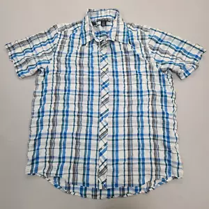 Quiksilver Shirt Mens Large White Blue Button Up Stylish Casual Comfort - Picture 1 of 6