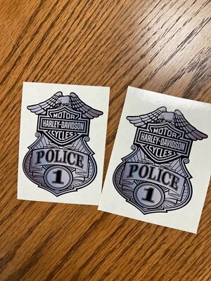 Juego de 2 calcomanías de plata de policía para tanque de combustible Harley Davidson para motocicleta Foto 1 de 2