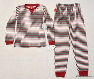 Family Pajamas Matching Thermal Waffle Holiday Stripe Pajama PJ Set Kids' M (8) - Picture 1 of 14
