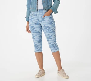 Belle by Kim Gravel TripleLuxe Twill Camo Capri Pant Reg size 8 Green - Picture 1 of 3
