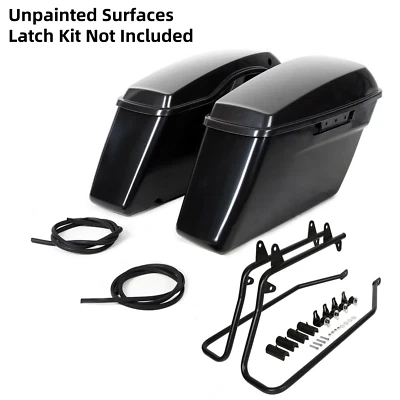 For Harley Softail Fat Boy New Hard Saddle Bags Saddlebag W/ Conversion Brackets - Image 1 of 4