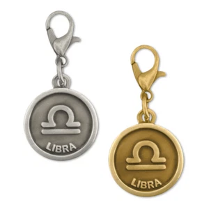 PinMart's Antique Gold and Silver Libra Zodiac Scales Symbol Charm - Picture 1 of 5