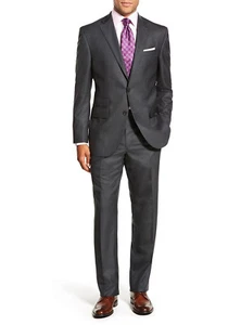 Luciano Natazzi Mens Two Button 2 Piece Modern Fit Suit Ticket Pocket - Picture 1 of 5