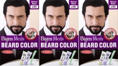 Bigen Mens Beard Colour B101 Natural Black (Pack of 3)