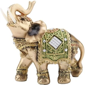 Elephant Statue Lucky Feng Shui Green Elephant Statue Sculpture Home Decor_Large - Picture 1 of 9