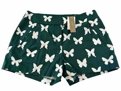 J. Crew Shorts Shorts Butterfly Print Size 0 Green And White - Image 1 of 4