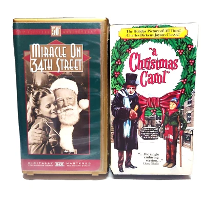 Miracle On 34th Street & A Christmas Carol Black & White VHS Christmas Lot - Image 1 of 4