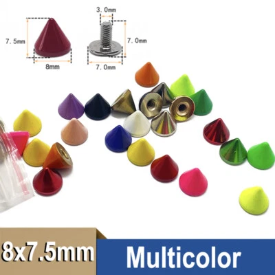8x7.5mm Conical Spikes Cone Studs Punk Rivets for Leather Set DIY Leather - Image 1 of 4