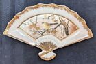 Beautiful Japanese  Fan Detailed Etchings With 24K Gold Trim Bird And Branches