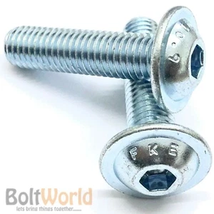 TORNILLOS CABEZAL DE BOTÓN CON BRIDA M3 M4 M5 M6 M6 M8 M10 M12 PERNOS ALTA TRACCIÓN CHAPADOS EN ZINC - Imagen 1 de 2