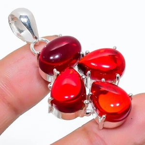 Red Carnelian Gemstone Handmade 925 Sterling Silver Jewelry Pendant Size 2" - Picture 1 of 1