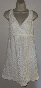 Suzi Chin Maggy Boutique White Dress Sleeveless Lace Overlay V Neck 4 - Picture 1 of 7