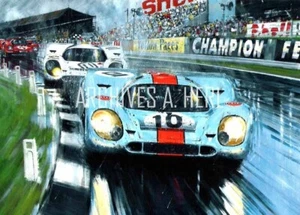 Porsche 1970s Brands Hatch car Vintage Poster automobile racing print automobile - Picture 1 of 1
