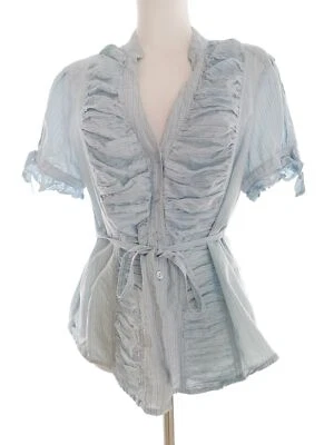 Jasper Conran  T. 16 (44) Azul Blusa con botones Algodón 100% Manga corta Rayas  - Imagen 1 de 4