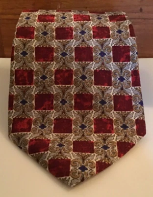 Corbata de cuello para hombre Countess Mara 4" de ancho rojo azul dorado gráfico hecha en EE. UU. NUEVA SIN ETIQUETAS Foto 1 de 4