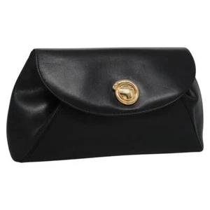 CARTIER PANTHERE Clutch Bag Leather Black Auth bs23264 - Picture 1 of 20