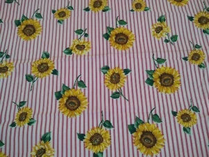Tela de girasol country vintage tira roja y blanca 22 pulgadas X 45 pulgadas algodón años 70/80 - Imagen 1 de 8