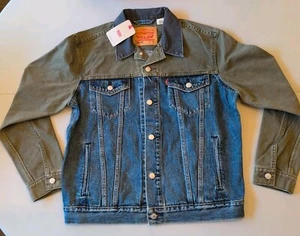 Levis Jacket men's medium Trucker Denim two-color cotton two-tone, Red tab *NEW - Picture 1 of 11
