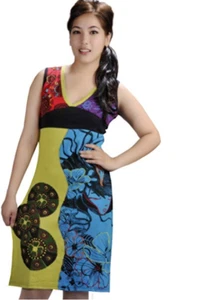  TATTOPANI Damen ärmelloses Kleid mit Stickerei Arbeit - YINYAN bunt  - Bild 1 von 3
