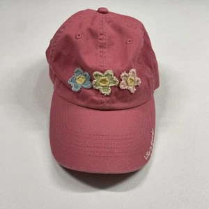 Life Is Good Hat Cap Women’s Pink Embroidered Flowers Strapback - Picture 1 of 11