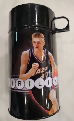 Utah Jazz Black metal Thermos, Andrei Kirilenko, Game Giveaway, Jiffy Lube - Image 1 of 4