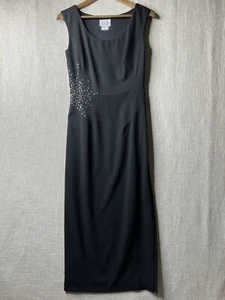 David Warren Womens Maxi Dress Size 4 Black Embellished Sleeveless Round Neck - Picture 1 of 12