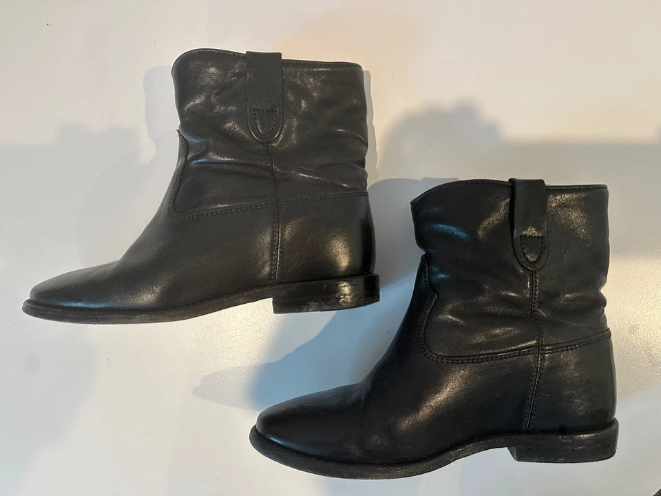 Isabel Marant Etoile Crisi Botines Cuña Ocultos Cuero Negro Talla 3 G2U Foto 1 de 4