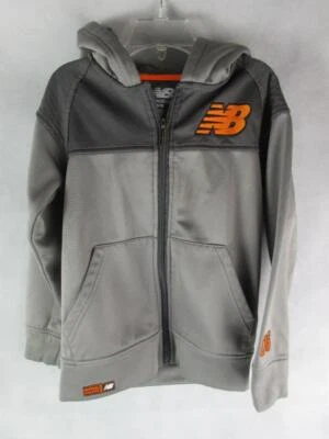 NEW BALANCE FULL ZIP OPEN HAND POCKETS HOODIE JACKET GRAY KIDS 5/6 EUC - Image 1 of 4