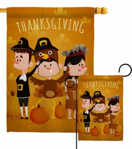 Pilgrims Thanksgiving Garden Flag Fall Decorative Small Gift Yard House Banner - Picture 1 of 17