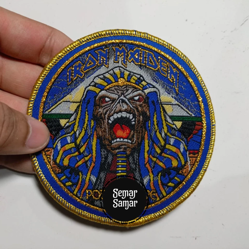 Iron Maiden Powerslave Patch Woven Sew On Round Badge Kutte Vest Jacket NWOBHM - Image 1 of 1