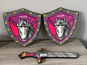Legoland Foam Sword x 1 And Shield x 2 Pink Princess Horse And Crown Design - Picture 1 of 7