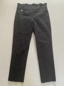 JOSEPH RIBKOFF TROUSERS SZ 12 WOMEN BLACK FLORAL PULL ON SMART SEE DETAILS - Picture 1 of 9