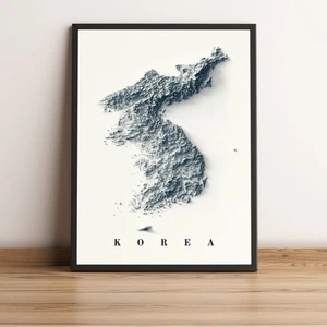 Mapa de Corea del Norte y del Sur, mapa en relieve 2D de Corea del Norte y del Sur - plano 2D - Imagen 1 de 8