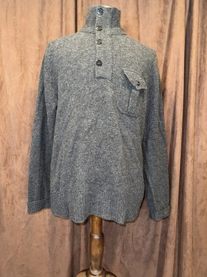 Ralph Lauren RLX Pullover Lambs Wool Gray Sweater 1/2 Zip Pocket Golf Large - Image 1 of 4