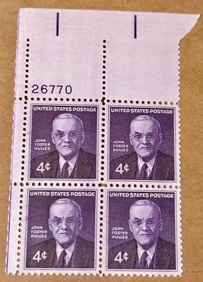 Scott #1172, 1960 John Foster Dulles, US 4¢ Block, MNH/OG, VF/XF - Image 1 of 2