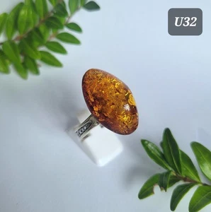 Baltic Amber Ring Adjustable Size Large Cognac Amber One Of A Kind - Picture 1 of 4