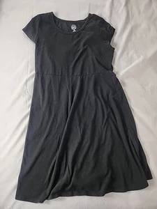 Wonder Nation Girls Plus Size L 10-12 Black Short Sleeve Fit & Flare Dress - Picture 1 of 10