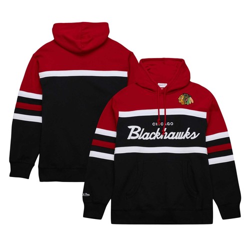Felpa con cappuccio pullover uomo Mitchell & Ness nero rosso Chicago Blackhawks Head Coach