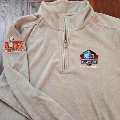 Pullover grande Super Bowl LIX Antigua Golf 1/4 cremallera Salón de la Fama Cantón gris 2023 Foto 1 de 4