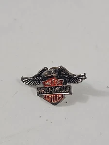 Vintage Eagle Flying Above Bar Shield Logo  Harley Davidson Motorcycles Pin  - Picture 1 of 3