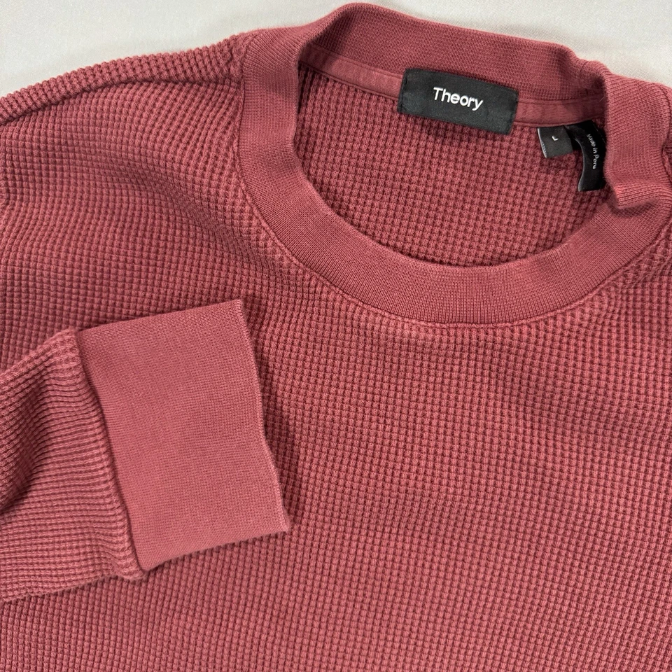 Camiseta térmica Theory Lounge cuello redondo gofre urbano para hombre L roja 100 % algodón Foto 1 de 4