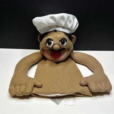 Melissa & Doug Chef Puppet #2553 Plush Doll White Hat NO CHEF JACKET Puppet 14" - Image 1 of 4