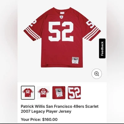 Mitchell & Ness 2007 Patrick Willis San Francisco 49ers LEGACY Jersey 40 Medium - Image 1 of 4